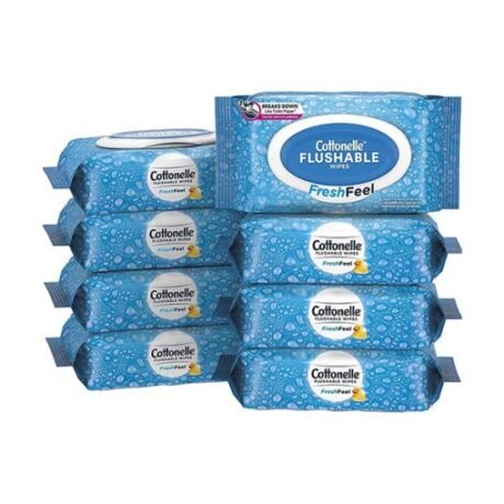 【2026 sale !!! over 10000 sold !!!!】Cottonelle FreshFeel Flushable Adult Wet Wipes. 8 Flip-Top Packs(336 Total Wipes)-toilet paper